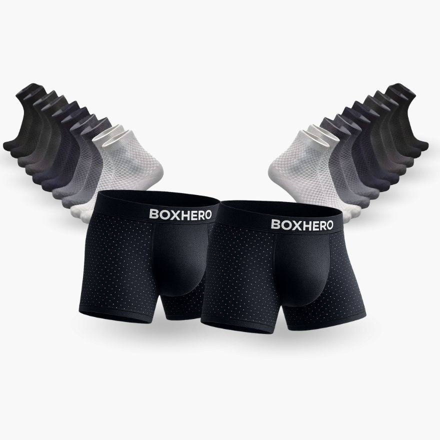 2-Pack Black + 8 Socks - PREMIUM BAMBOO FIBRE