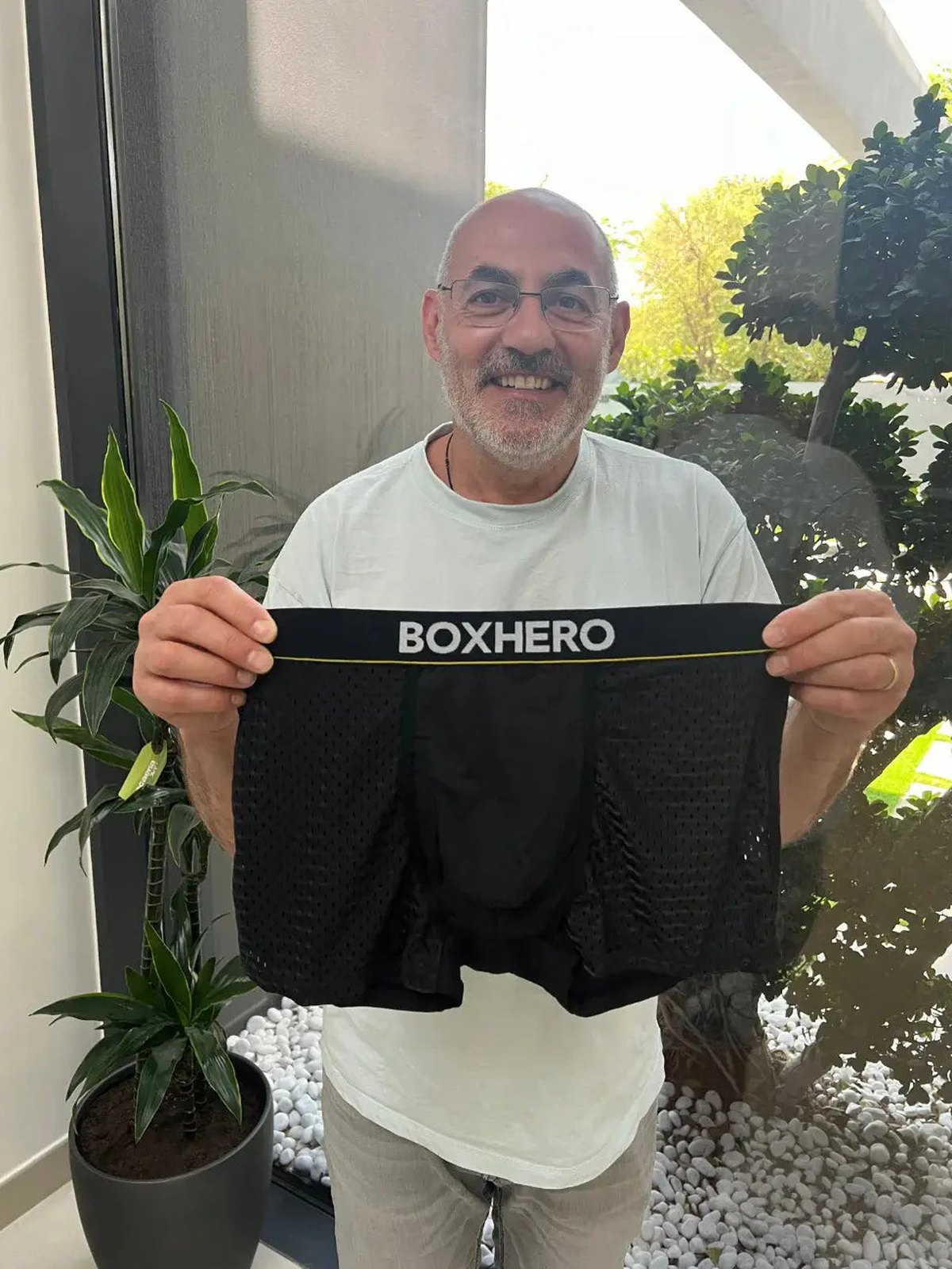 Adam K. holding his BoxHero 2.0